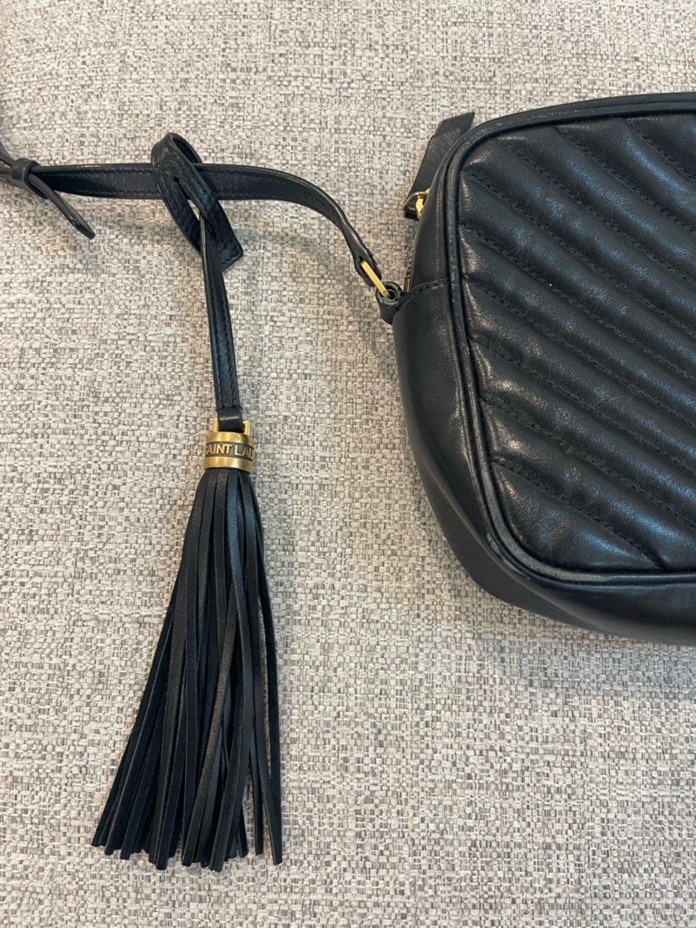 Saint Laurent Black Leather Crossbody Camera Bag with Gold YSL - Picture 3 of 6